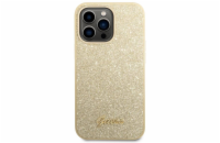 Guess PC/TPU Glitter Flakes Metal Logo Zadní Kryt pro iPhone 14 Pro Gold Nové