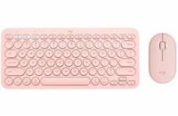 Logitech Pebble 2 Combo, bezdrátová klávesnice a myš, růžová