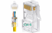 W-Star Konektor UTP RJ45EZ Cat6 100ks 3U pozlacený 6SLD pass through drát licna RJ45EZC6S