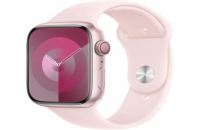 Apple Watch Series 9 Cellular 45mm Růžový hliník se světle růžovým sportovním řemínkem S/M