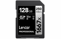 Lexar SDXC UHS-II 128 GB LSD128CB1667 Lexar paměťová karta 128GB Professional 1667x SDXC™ UHS-II, čtení/zápis: 250/120MB/s, C10 V60 U3