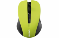 CANYON myš optická bezdrátová CMSW1, nastavitelné rozlišení 800/1000/1200 dpi, 4 tl, USB nano reciever, žlutá