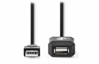 NEDIS prodlužovací aktivní kabel USB 2.0/ zástrčka USB-A - zásuvka USB-A/ černý/ bulk/ 10m