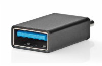 NEDIS USB-C adaptér/ USB 3.2 Gen 1/ zástrčka USB-C/ zásuvka USB-A/ 5 Gbps/ OTG/ kulatý/ poniklovaný/ černý/ blistr