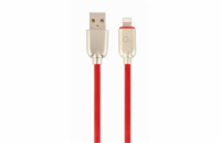 Gembird kábel nabíjací Lightning 8-pin (M) na USB 2.0 (M), prémiový, gumovo - opletený, 2 m, červený