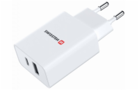 Swissten síťový adaptér power delivery 30w 1x usb-c + 1x usb bílý Swissten Síťový Adaptér GaN 1x USB-C + 1x USB 30W PD Bilý