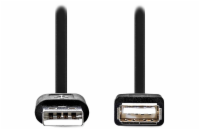 NEDIS prodlužovací kabel USB 2.0/ zástrčka USB-A - zásuvka USB-A/ poniklované konektory/ černý/ bulk/ 1m