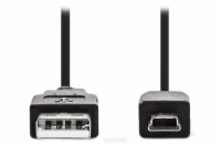 NEDIS kabel USB 2.0/ zástrčka USB-A - zástrčka USB Mini-B 5 pinů/ černý/ bulk/ 1m