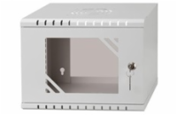 LEXI-Net 10" nástěnný rozvaděč Basic 4U, šířka 320mm, hloubka 300mm, skleněné dveře, bez zad, svařovaný, šedý