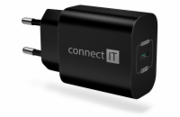 CONNECT IT Voyager2 nabíjecí adaptér 1×USB-C, 25W PD, ČERNÝ