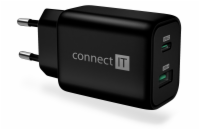 CONNECT IT Wanderer2 GaN nabíjecí adaptér 1×USB-C + 1xUSB-A, 33W PD, ČERNÝ