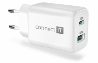 CONNECT IT Wanderer2 GaN nabíjecí adaptér 1×USB-C + 1xUSB-A, 33W PD, BÍLÝ