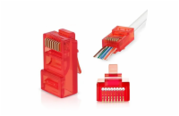 W-Star Konektor UTP RJ45EZ Cat5e100ks pozlacený, červená, pass through RJ45EZ5RS