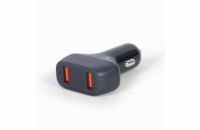Gembird Nabíječka do auta, 2x USB, fast charger, QC3.0, 36 W, černá