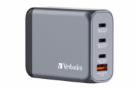 Verbatim GaN cestovní adaptér GNC-100, 2xUSB-C PD 100W, 1xUSB-C PD 65W, 1xUSB-A QC 3.0