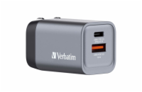 Verbatim cestovní adaptér GNC-35, GaN zástrčka, 1xUSB-C PD 35W, 1xUSB-A QC 3.0