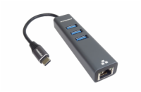 PremiumCord Adapter USB-C na Gigabit 10/100/1000Mbps + 3x USB3.0 konektor