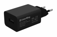 COLORWAY 1x USB/ síťová nabíječka/ 10W/ 100V-240V/ Černá + kabel Apple Lightning 1m