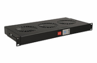 19" 1U 3 ventilátory s bimetalovým termostatem RAL černá do 19" lišt VJ19-3-T-B