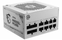 MSI zdroj MAG A850GL PCIE5 WHITE/ 850W/ ATX3.0/ akt. PFC/ 7 let celk. záruka/ 120mm fan/ modulární kabeláž/ 80PLUS Gold