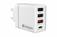 Verbatim USB nabíječka do sítě, 30W, 4 portová, bílá