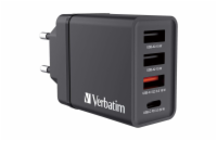 Verbatim USB nabíječka do sítě, 30W, 4 portová, černá