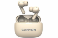CANYON OnGo 10 ANC, TWS-10 ANC+ENC sluchátka s mikrofonem, BT V5.3 BT8922F, pouzdro 500mAh+40mAh, Quick charge, béžová