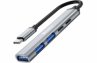 Sandberg USB-C hub Saver, porty 2xUSB-A a 2xUSB-C, stříbrná