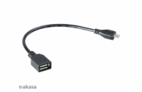 AKASA kabel redukce USB OTG Micro USB male na USB Type-A female, 15cm