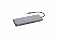 Verbatim USB-C Pro Multiport Hub CMH-13, 13 portů /HDMI, USB-A, USB-C, DP, RJ45, Audio/, stříbrná