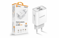 Chytrá síťová nabíječka ALIGATOR 2,4A, 2xUSB, smart IC, bílá