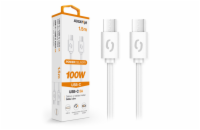 Datový kabel ALIGATOR POWER 100W, USB-C/USB-C 5A, 1,5m bílý