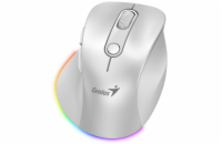 GENIUS Ergo 9000S Pro Pearl White/ duální Bluetooth + 2,4GHz/ 2400 dpi/ bezdrátová/ 6tlačítková/ dobíjecí/ RGB/ bílá