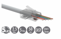 Univerzální EASY konektor RJ45 CAT6 UTP 8p8c na drát i licnu SXRJ45-6-UTP-EASY 100ks