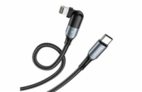 Data kabel HOCO U100 Orbit Power, USB-C/Lightning (PD), 20W, otočný konektor, 1,2 m, černá,