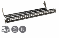 19" modulární neosazený patch panel Solarix 24 portů černý 1U SX24M-0-STP-BK-UNI