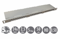 19" patch panel Solarix 24xRJ45 CAT6 STP s vyvazovací lištou 0,5U SX24HD-6-STP-SL