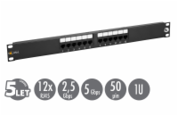 19" patch panel Solarix 12 x RJ45 CAT5E UTP 150 MHz černý 1U SX12-5E-UTP-BK
