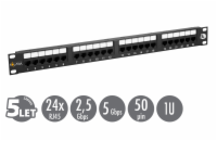 19" patch panel Solarix 24 x RJ45 CAT5E UTP 150 MHz černý 1U SX24-5E-UTP-BK