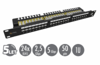 19" patch panel Solarix 24 x RJ45 CAT6 UTP s vyvazovací lištou 1U SX24L-6-UTP-BK-N