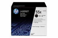 HP 55X Black 2-pack LJ Toner Cart, CE255XD (12,500 / 12,500 pages)