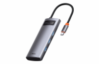 Baseus USB Hub Metal Gleam Series 5v1 (USB-C PD 100W, 3x USB 3.0, HDMI) šedý