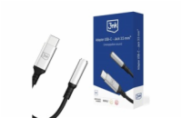 3mk adaptér USB-C/Jack 3,5mm (samice) 0,15m, černo-stříbrná