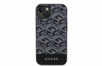 Guess PU G Cube MagSafe Kompatibilní Zadní Kryt pro iPhone 14 černý Guess PU G Cube Magnetic prémiový ochranný kryt telefonu v kombinaci zadní strany s potažená látkou s motivem Guess, pružnými PU bo