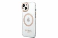 Guess Transparent MagSafe Kompatibilní Zadní Kryt pro iPhone 14 Gold Guess prémiový ochranný kryt telefonu s motivem Guess, který nejen že váš telefon perfektně ochrání, ale také svým povedeným desig
