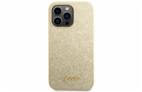 Guess PC/TPU Glitter Flakes Metal Logo Zadní Kryt pro iPhone 14 Pro Max Gold Guess prémiový ochranný kryt telefonu s motivem Guess, který nejen že váš telefon perfektně ochrání, ale také svým poveden
