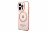 Guess Translucent MagSafe Kompatibilní Zadní Kryt pro iPhone 14 Pro Max Pink Guess prémiový ochranný kryt telefonu s motivem Guess, který nejen že váš telefon perfektně ochrání, ale také svým poveden