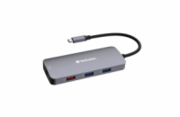 VERBATIM Hub USB-C Pro Multiport 9 Port, 3x USB 3.2, 2x USB-C, HDMI, RJ45, microSD/SD, šedá