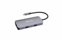 VERBATIM Hub USB-C Pro Multiport 5 Port, 2x USB 3.2, 1x USB-C, HDMI, RJ45, šedá