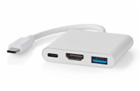 NEDIS USB 3.2 Gen 1 adaptér/ USB-C zástrčka - USB-A zásuvka - USB-C zásuvka/ výstup HDMI/ bílý/ box/ 10 cm